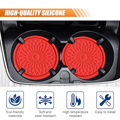 YoRise 2PCS Flower Pattern Portavasos para Auto Rojo miniatura 3