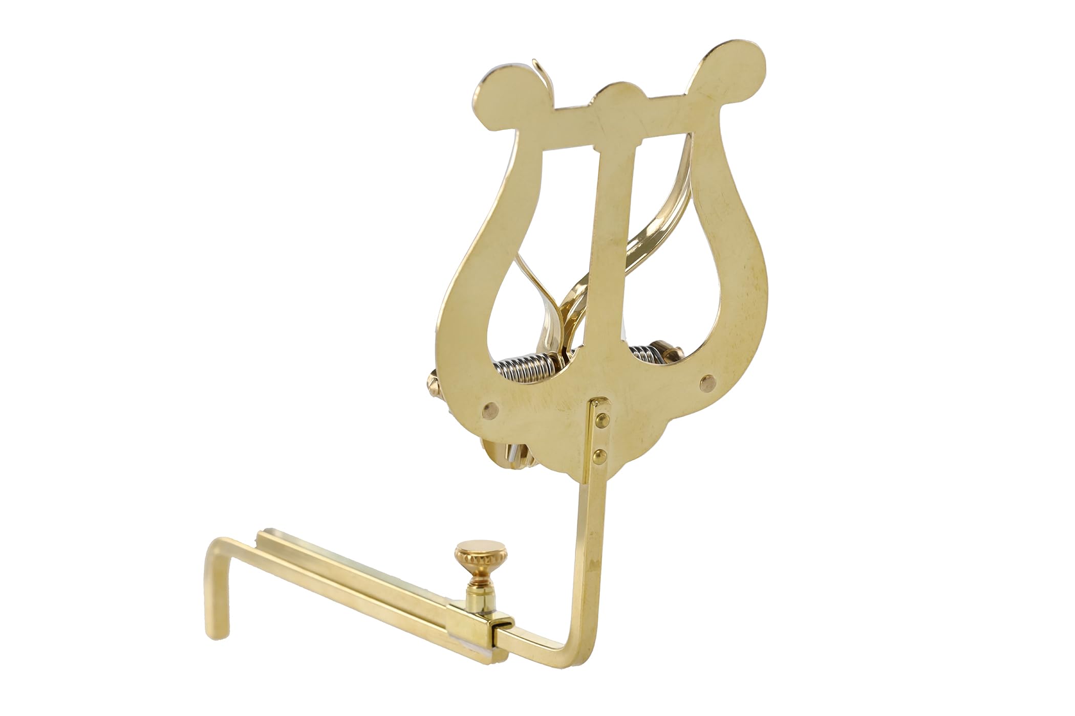 GEWA Marschnotenhalter/Marschgabel Saxophon - Messing - Mittelgroße Lyra - 2 Drücker - Stiel verstellbar