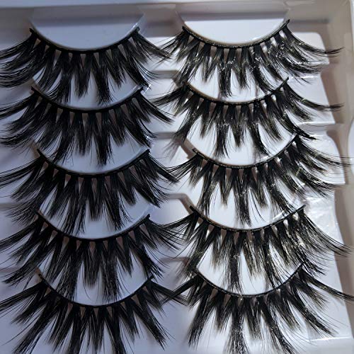 PLEELL False Eyelashes Natural Look High Volume Faux Mink Eyelashes Pack Wispy Handmade Soft Lightweight Reusable Makeup Lashes 14 Pairs