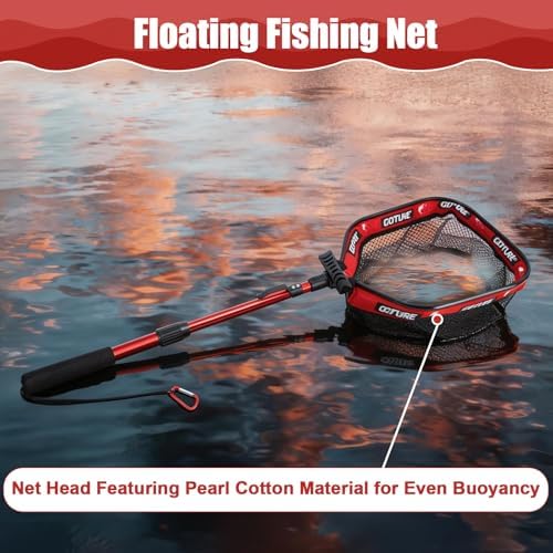 Goture 51.2" Floating Fishing Net with Assist Handle, Telescoping Collapsible Extendable Handle, Rust-Resistant Frame, Carrier Bag, Fish-Friendly Mesh for Freshwater and Saltwater, Fishing Tools, 1pc — view 7