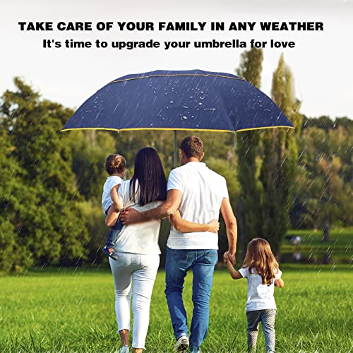 Kamaixun 62 Inch Oversize Windproof Golf Umbrella - Manual Double Canopy Vented Folding Portable For Travel, Upf 40+ Compact Golf Umbrella Lightweight For Women And Men Sun & Rain Umbrellas Blue #TOP6