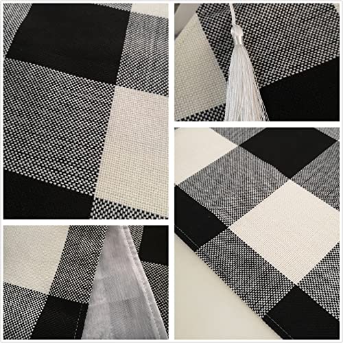 Plaid Table Runner Black And White Buffalo Checked Pattern For Kitchen Christmas Brithday Family Dinner Party Table Home Decoration #TOP5