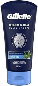Gillette Creme de Barbear Rosto e Corpo com Aloe Vera, Ideal para Barbear com um Aparelho de Barbear no Chuveiro 150mL