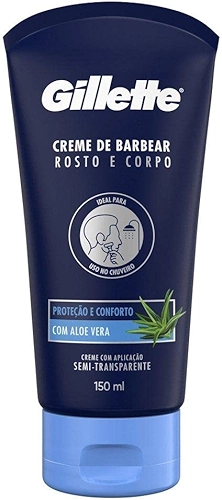 Gillette Creme de Barbear Rosto e Corpo com Aloe Vera, Ideal para Barbear com um Aparelho de Barbear no Chuveiro 150mL