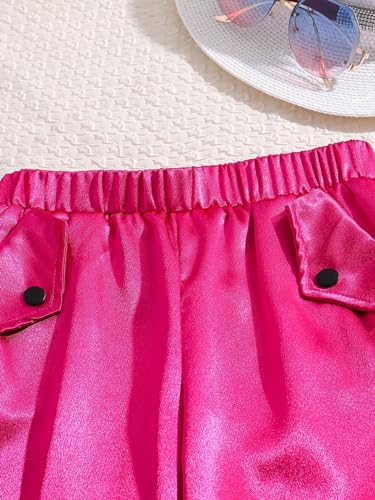 Image of Floerns Girl's 2 Piece Outfit V Neck Blouse Top with Flap Pocket Pants Set
