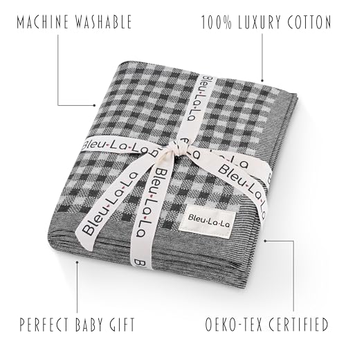 Luxury Knit Plaid Receiving Baby Blanket – 100% Soft Fine... - Image 3