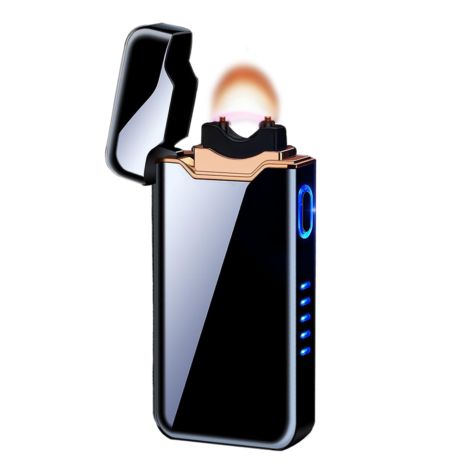 SKRFIRE Briquet plasma coupe-vent rechargeable par USB, corps en métal, flammes puissantes, indicateur de niveau de batterie, briquet électrique pour bâtons d'arômes, cheminée, camping en plein air