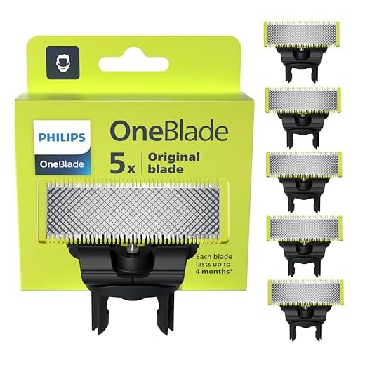 De authentieke Philips OneBlade vervangende mesjes voor OneBlade elektrisch scheerapparaat en trimmer, duurzaam roestvrij staal, trimmen, stylen en scheren, 5 stuks, model QP250/50