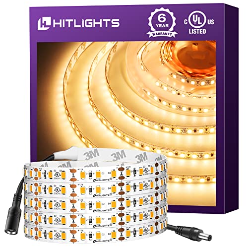 HitLights Warm White LED Strip Lights 3000K, 13ft Premium High Density LED Tape Light, 480 LEDs/Reel, 300 Lumens/Foot, 12V Rope Lights for Bedroom, Under Cabinet, UL-Listed HitLights Warm White LED Strip Lights 3000K, 13ft Premium High Density LED Tape Light, 480 LEDs/Reel, 300 Lumens/Foot, 12V Rope Lights for Bedroom, Under Cabinet, UL-Listed