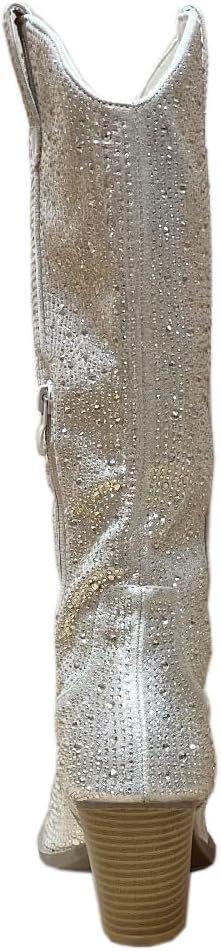 ABSOLEX Women Western Cowgirl Cowboy Pointed Toe Rhinestone Knee High Boots - 第 56/64 張圖片