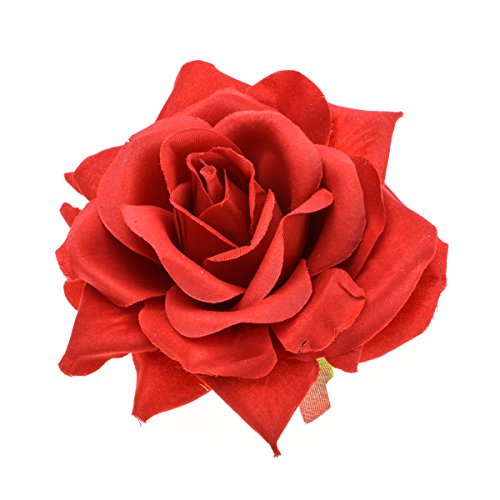 Love Sweety Women Party Big Rose Flower Hairpin Hair Clips Flower Brooch (Red)