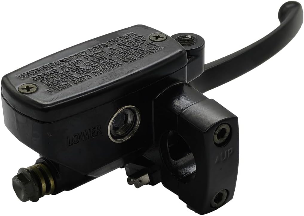 1" 25mm Right Motorcycle Handlebar Front Brake Master Cylinder Lever with Mirror Hole with Brake Light Switch