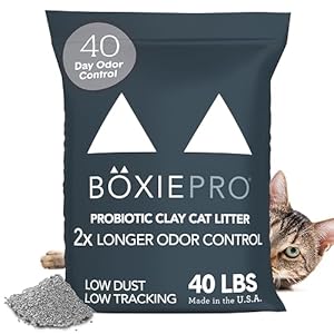 Boxie Probiotic Cat Litter, 40 Day Odor Control, Clumping Clay Kitty Litter, Odor Eliminating Probiotics, Dust-Free, No Fragrances No Fillers, 40 lb