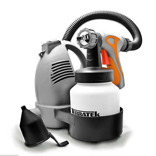Terratek Electric Paint Sprayer Hand Held Spray Gun System 650W, Fence Sprayer Ideal for Gloss, Satin, Varnish, Fence Paint, 3 Spray Patterns, Adjustable Paint Flow Valve (700W DIY)
