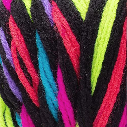 Image of Red Heart Super Saver Jumbo Neon Stripe Yarn - 2 Pack of 283g /14oz - Acrylic - 4 Medium (Worsted) - 482 Yards - Knitting /Crochet