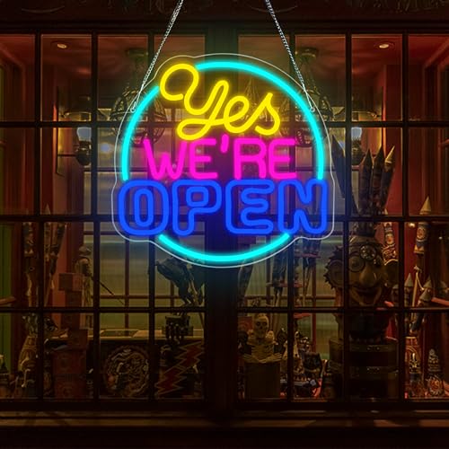 Image of Open Neon Sign Dimmable LED Neon Light for Business Storefront Decor Colorful Open Sign Neon Light for Bar Cafe Restaurant Decor Commercial Shop Sign Size 13.7 * 13.2in(XD323)