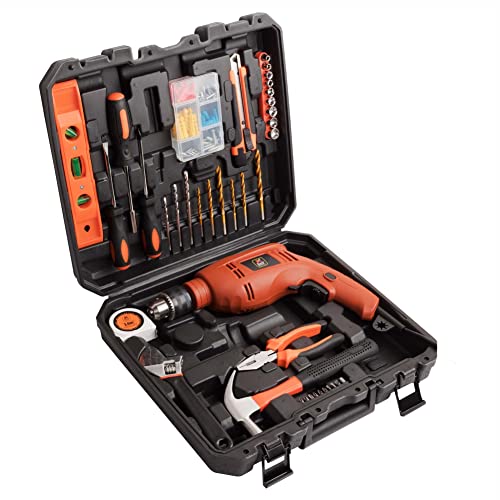 Image of JK Super Drive Professional Tool Kit with 13mm (550Watt) E.Co Heavy duty Impact Drill Machine (98 pcs set)