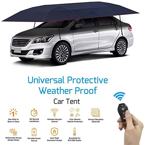 Car tent Fully Automatic Car Umbrella, Automatic Folded Car Umbrella, Portable Auto Protection Sunshade, Movable Carport Canopy for Outdoor Camping Tent