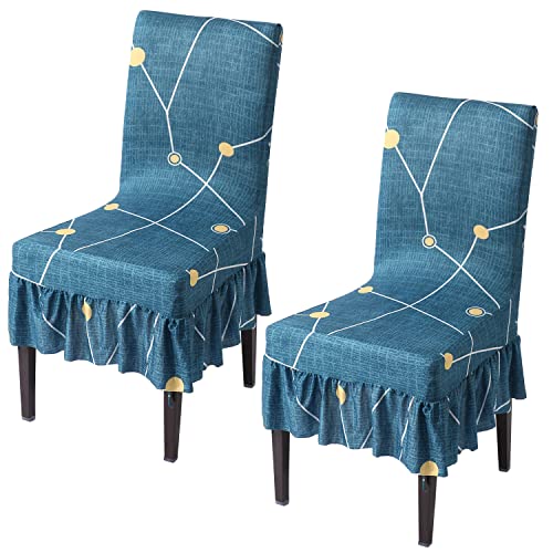 Image of HOKIPO Dining Chair Protector Cover Set of 2 Elastic Slip Covers (AR-4074-D9*2)