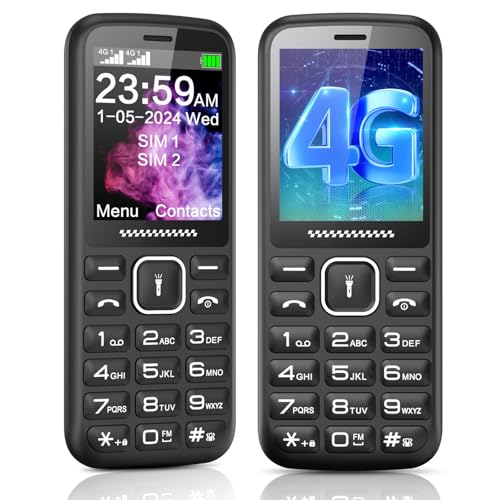 ukuu 4G   Teléfono móvil para personas mayores, sin contrato, con teclas grandes, pantalla a color de 1,8 pulgadas, Dual SIM, linterna, marcación rápida, alarma, tiempo de espera prolongado, batería