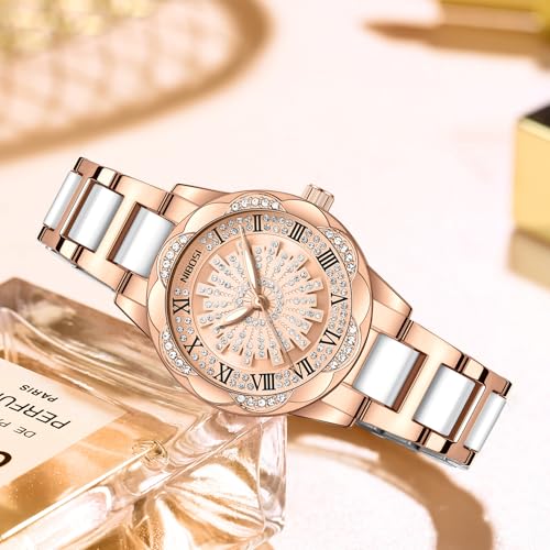 Image of NIBOSI Women's Watches Analog Quartz Diamond Dail Watches for Women Ladies Fashion Casual Chronograph Watches with Stainless Steel Strap