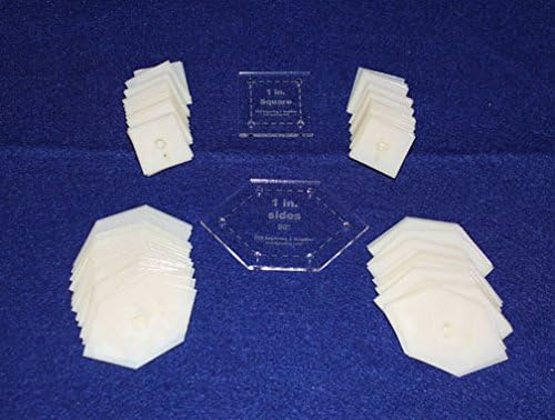 Mylar 1 Inch Square & 90 Degree Hexagon 102 Piece Set - Quilting/Sewing Templates