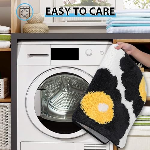 Image of AAZEEM Mat Rugs Non-Slip Abstract Bath Rugs Cute Mat Washable for Tube|Rectangular Door Mat for Home |Drawingroom |Easy Clean Indoor and Outdoor Floor Mat |Super Absorbent |Black |16 inchx24 inch & 20 inchx32 inch |