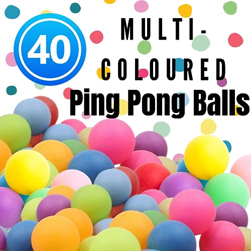 WHEELIO 40 Pack Ping Pong Balls Plastic Table Tennis Ball Ideal for Craft Party School Learning Activities Family Games Kids Cat Balls Cat Toys