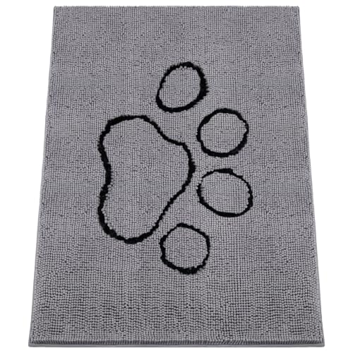 Image of Absorbent Dog Door Mat for Muddy Paws, 5' x 4' Non Slip Chenille Mat