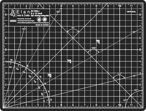 Image of Elan Cutting Mat A4 Black & Taupe, Self Healing Cutting Mat 9x12 Inch, 5-Ply Craft Board Black, Hobby Board for Crafts 9x12 Inch