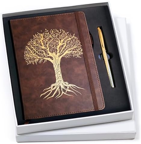 Veway Vegan Leather Journal and Pen Set, Tree of Life Notebook, A...