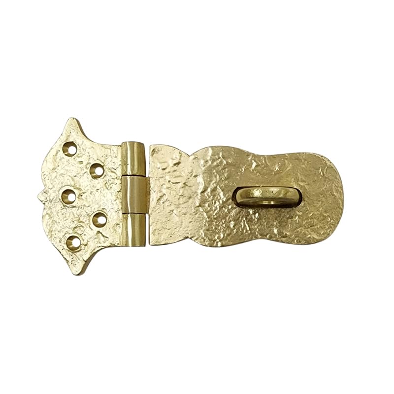 Image of Adonai Hardware inchParan inch Heavy Duty Brass Safety Locking Hasp and Staple (6 inch x 1 Pack, Satin Brass) for Vintage Pirates Treasure Chest, Trunk, Wooden Jewelry Box, Cases, Furniture and Sheds