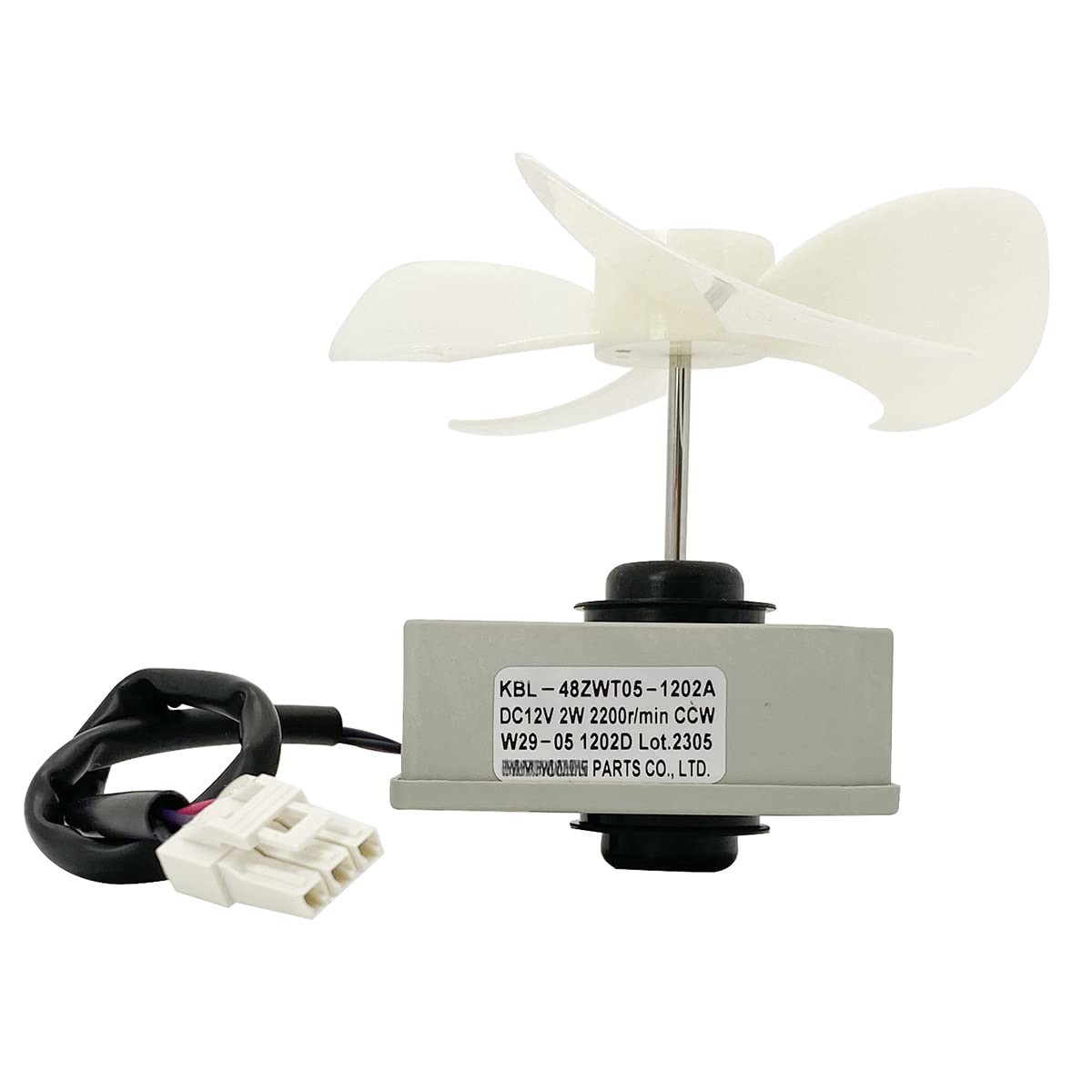 KBL-48ZWT05-1202A Refrigerator Evaporator Fan Motor Assembly for Frigidaire 5304518492, Magic Chef 3059900004, Omar Fridge, DC12V 2200RPM CCW with Fan Blade and Rubber pad