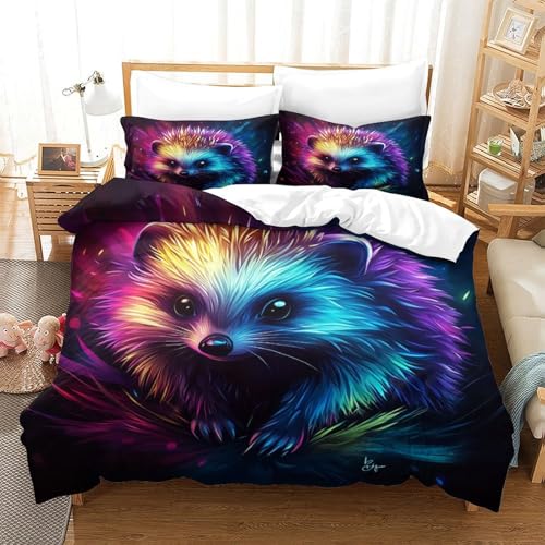 Housse de couette microfibre de qualité supérieure avec motif hérisson 3D durable et lavable - 3