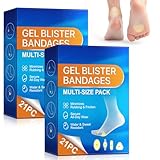 Blister Bandages for Feet, Hydrocolloid Blister Prevention Pads, Waterproof Cushioning Gel Tape for Running, Hiking, Heel, Ankle, Blister Prevention & Recovery, 2 Pack(42PCS)