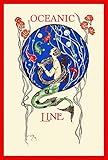 Vintage art from the cover of a cruise line menu showing a mermaid among flowers Poster Print by AKM (18 x 24)