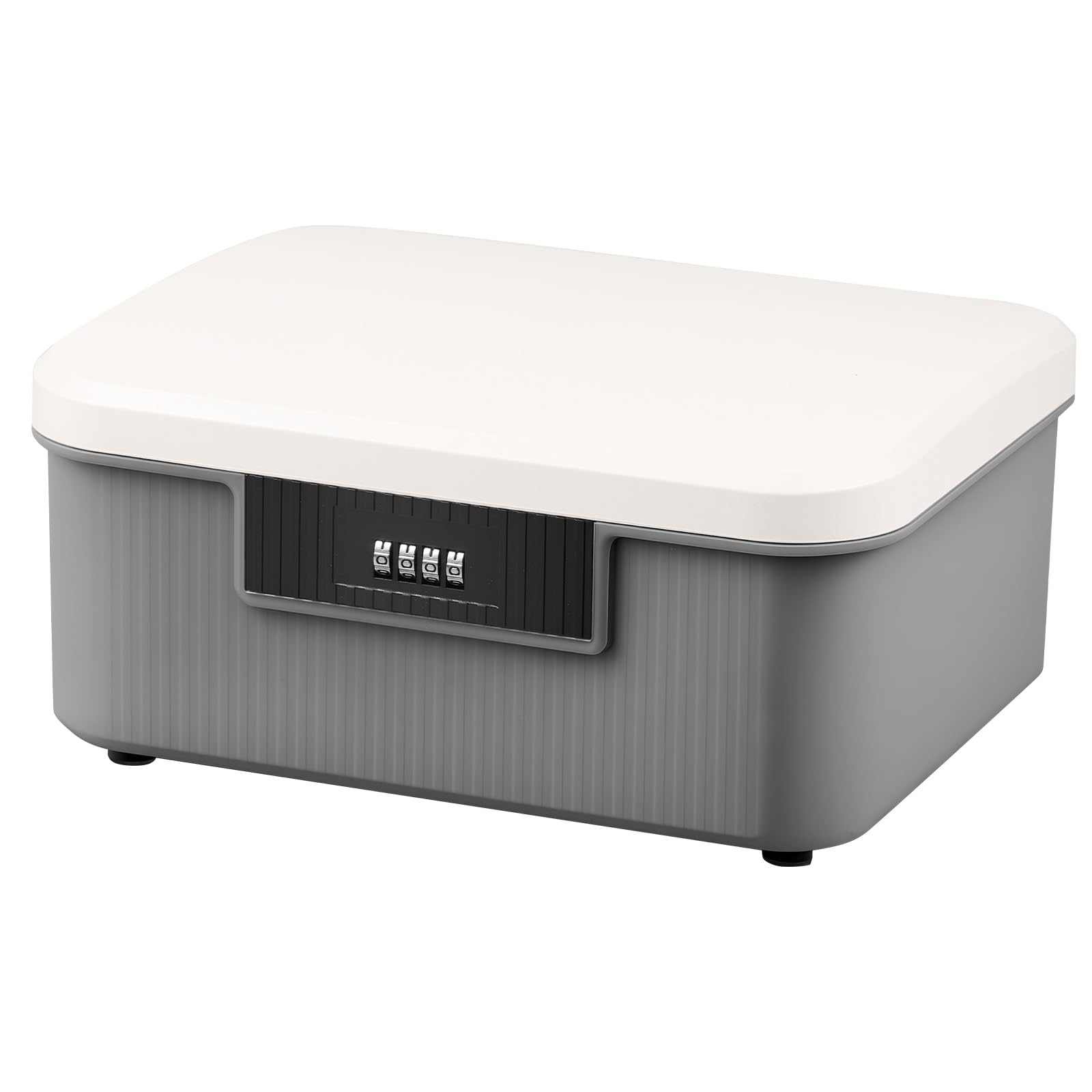 Caja de almacenamiento profesional con cerradura, 26 x 22 x 12 cm, aprox. 9 L, con cerradura de combinación de 4 dígitos para objetos personales, documentos y valores, color gris