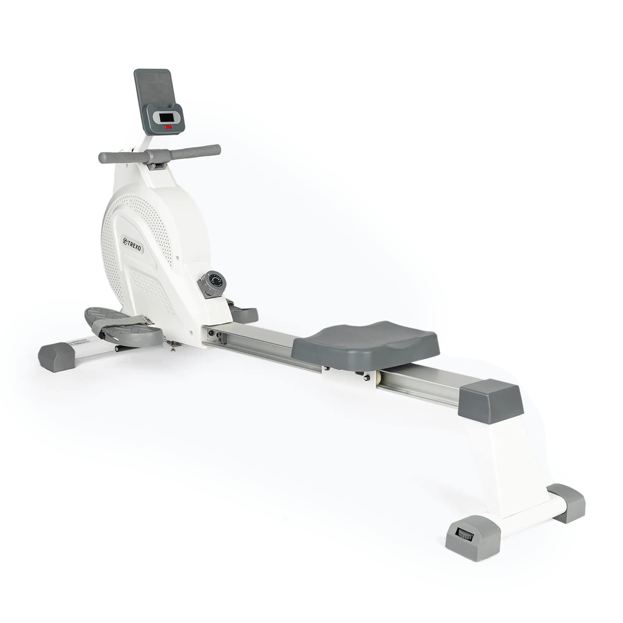 TREXO Wioślarz z magnetycznym systemem oporu 1-16, koło zamachowe 3,5 kg, wskaźnik wagi, stabilna konstrukcja, ergometr, trener wioślarski I RM100