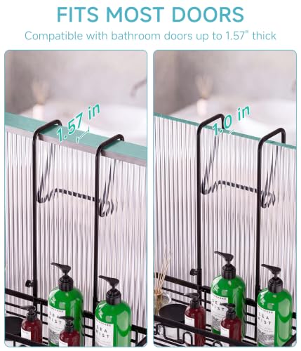 Image of Shower Caddy Hanging Over the Door, Upgraded Extended Length Shower Organizer, 3 Tier Rustproof Bathroom Rack with Hooks Soap Holder