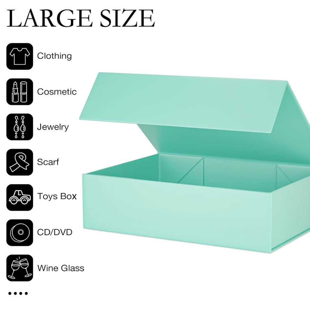 Scatola Regalo Verde 26X19x8 cm Con Coperchio A Chiusura Magnetica Confezione Da 6 Scatole Regalo Per Regali, Per Compleanno, Natale, Proposta Di Matrimonio, Festa Della Mamma