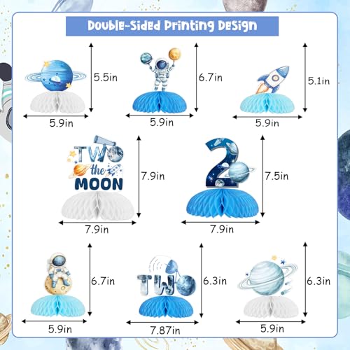 Centros de mesa de segundo cumpleaños espacial para niño kit de 8 piezas 6