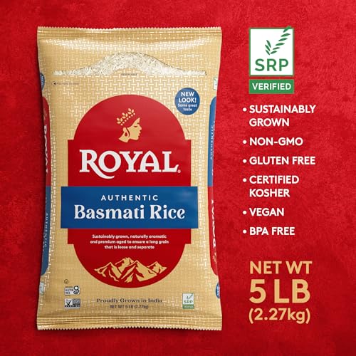 Image of Royal - Naturally Aged Authentic Long Grain Indian White Basmati Rice, 5 lb (Pack of 2)