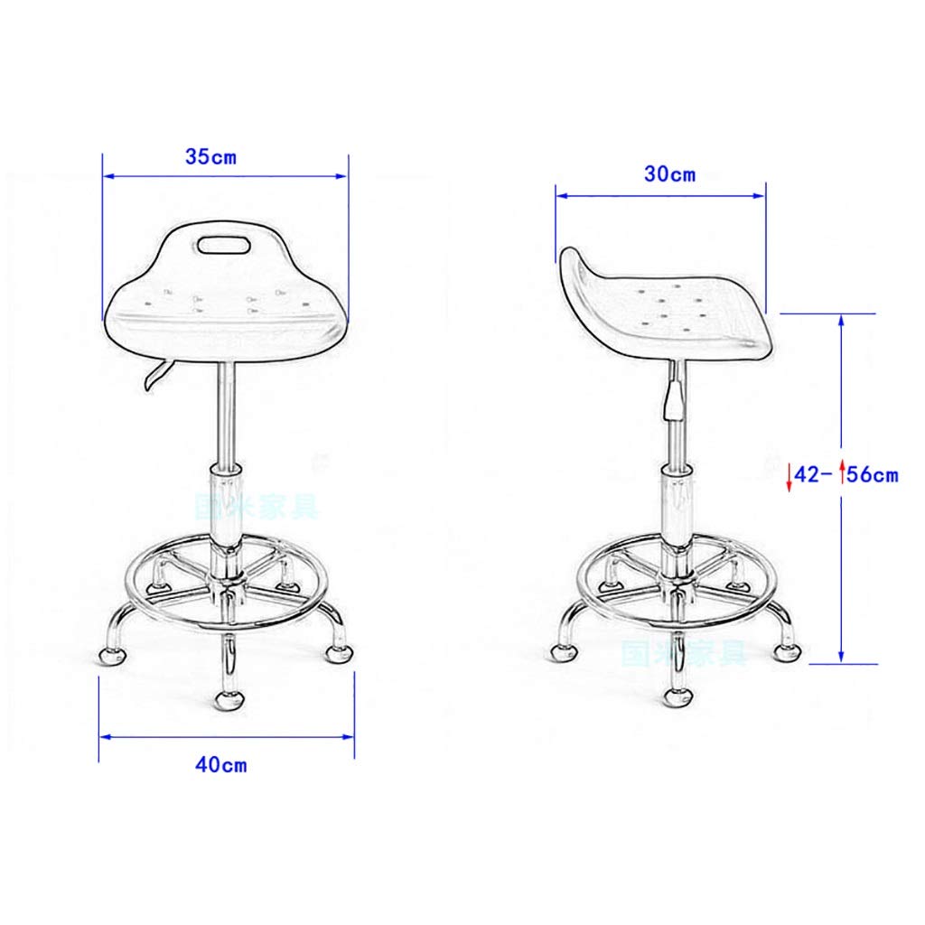 Silla de trabajo giratoria antiestática con tela de espuma duradera, taburete alto para oficina, laboratorio, clínica, color negro (42 56 cm)