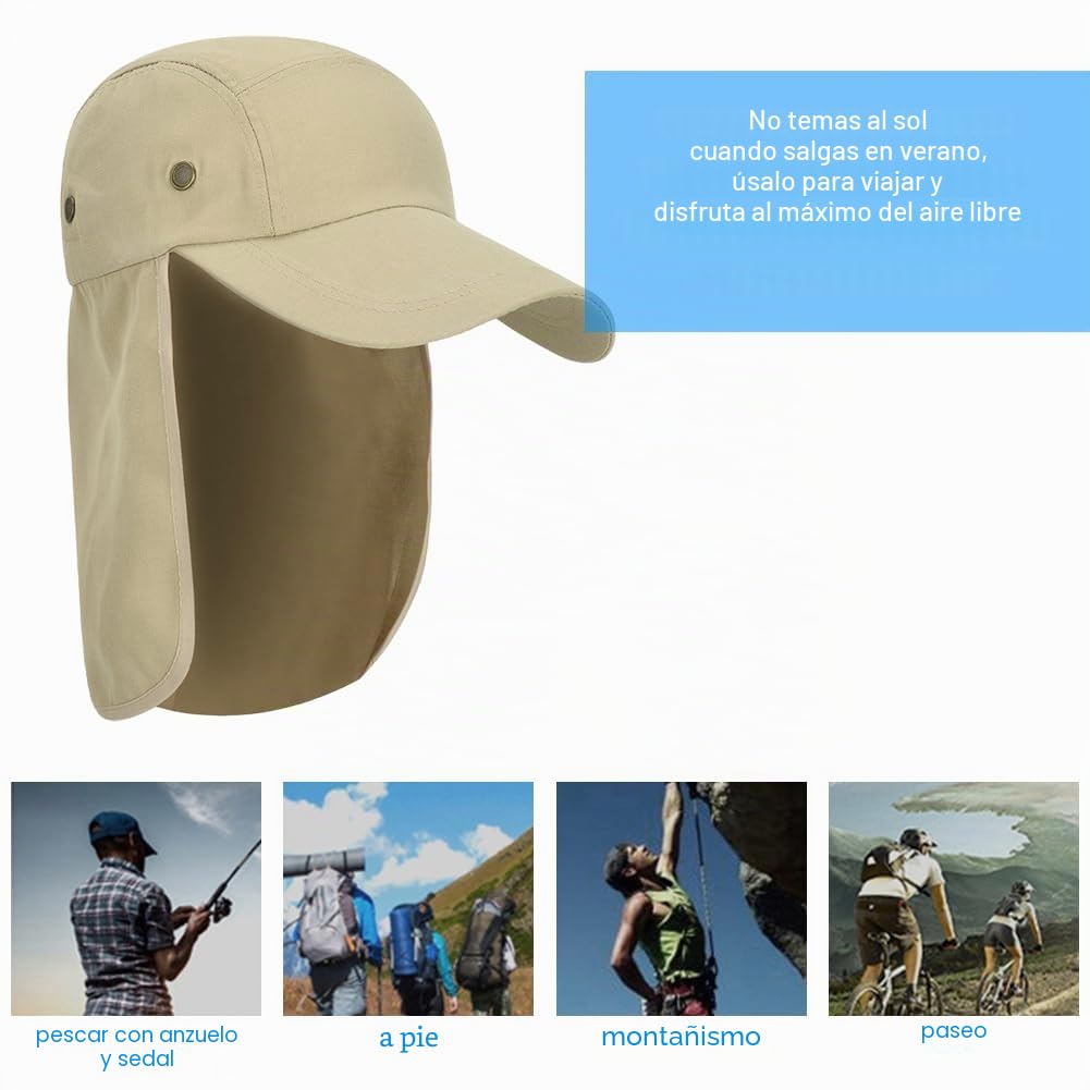 SEMINISMAR Gorras y Sombreros Protección UV,Sombrero con protección para el Cuello,Gorra de Pesca Plegable Gorra,Gorro Pescador Hombre,Sombreros para el Sol,Hombres y Mujeres,Kaqi