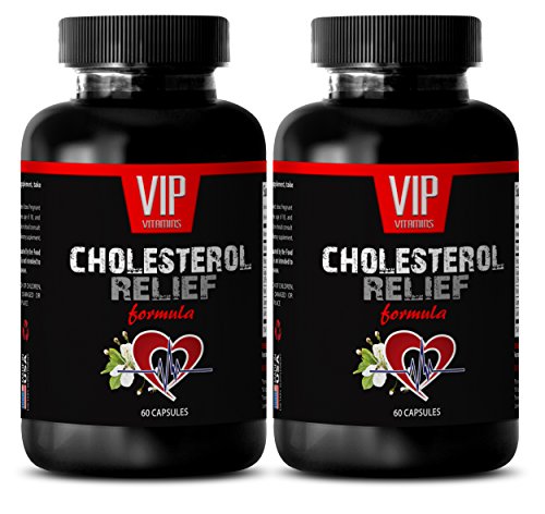 Natural Cholesterol lowering Supplements - Cholesterol Relief Formula - Reduce Cholesterol - 2 Bottles 120 Capsules