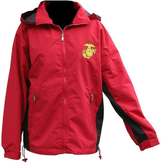 Red Usmc Jacket USMC Military Reversible Fleece Jacket, Red and Black, Detachable Hood ...