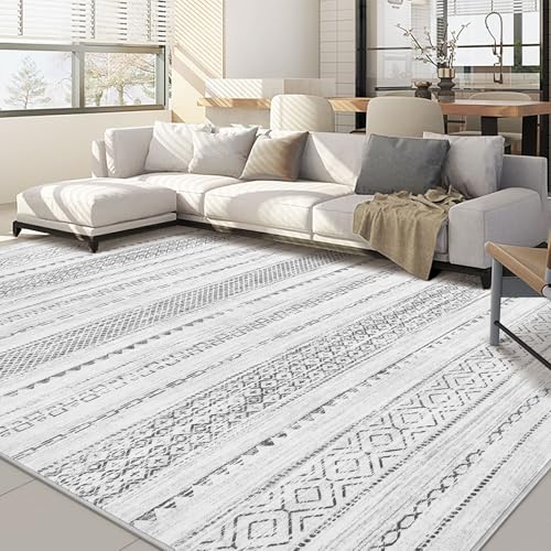 Nakagishi 6x9 Area Rugs Living Room: Washable Boho Large Neutral Soft Farmhouse Rug Stain Resistant Modern Indoor Floor Non-Slip Carpet for Bedroom Nursery Kids Playroom Office Dining Room Dorm- Grey