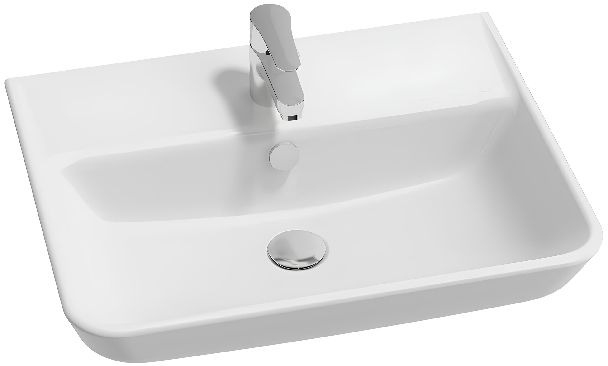 Jacob Delafon Lavabo Struktura 60 cm, Fixation murale, Céramique, Blanc | Céramique recyclée (10%). Lignes géométriques adoucies. Entretien facile