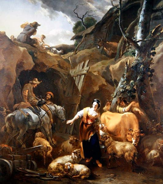 Paysans dans un paysage Nicolaes Pietersz Berchem tableau chambre