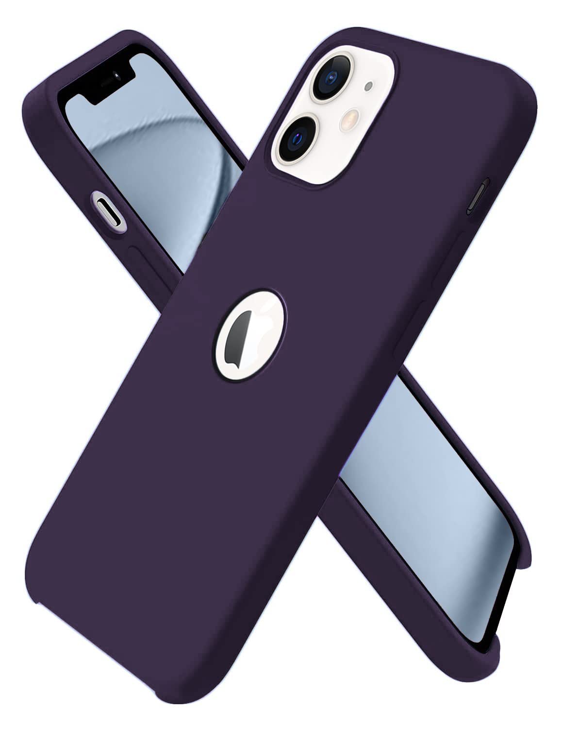 VONZEE Liquid Silicone Soft Back Cover for iPhone 12 & iPhone 12 Pro Case, Shockproof Slim Camera & Full Body Protection Non Yellowing Cover with Microfiber Lining & Logo Cut (6.1 Inch) -Deep Purple